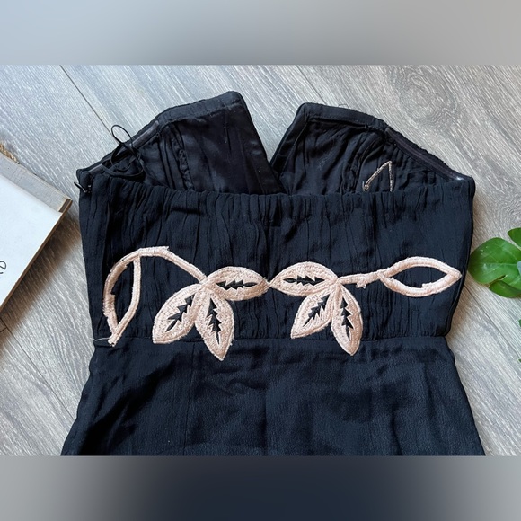 Free People Shadow Floral Appliqué Strapless Mini Dress Black Champagne Size M - Picture 10 of 15